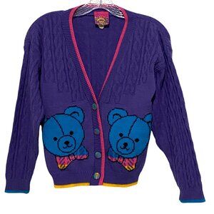 Vintage‎ Girltown Prep Club Cardigan Sweater Girls 12 to 14 Purple Candycore